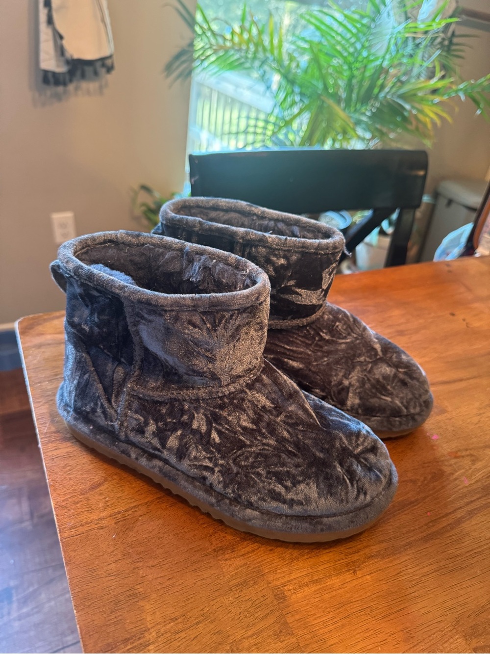 UGG Kids Blue Plush Boot Slippers